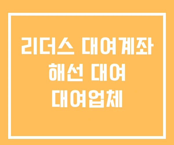 리더스 대여계좌 해선 대여 대여업체 리더스 대여계좌 해선 대여 대여업체