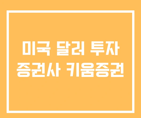 미국 달러 투자 증권사 키움증권 미국 달러 투자 증권사 키움증권