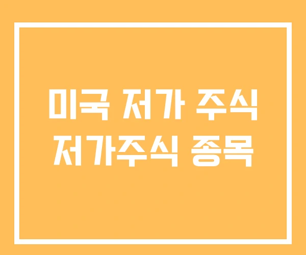 미국 저가 주식 저가주식 종목
