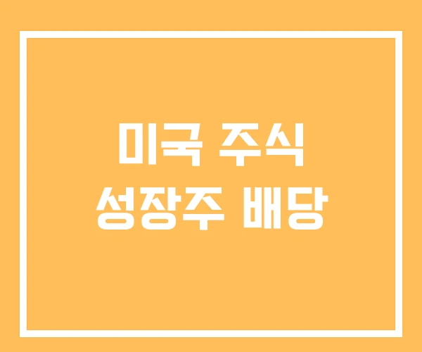 미국 주식 성장주 배당 미국 주식 성장주 배당