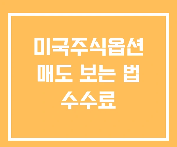 미국주식옵션 매도 보는 법 수수료