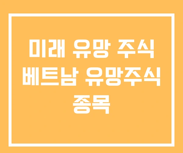 미래 유망 주식 베트남 유망주식 종목