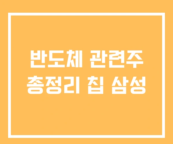 반도체 관련주 총정리 칩 삼성