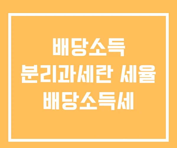배당소득 분리과세란 세율 배당소득세