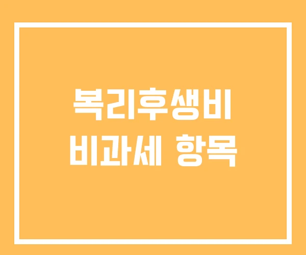 복리후생비 비과세 항목