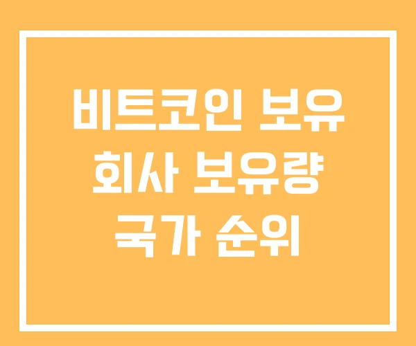비트코인 보유 회사 보유량 국가 순위