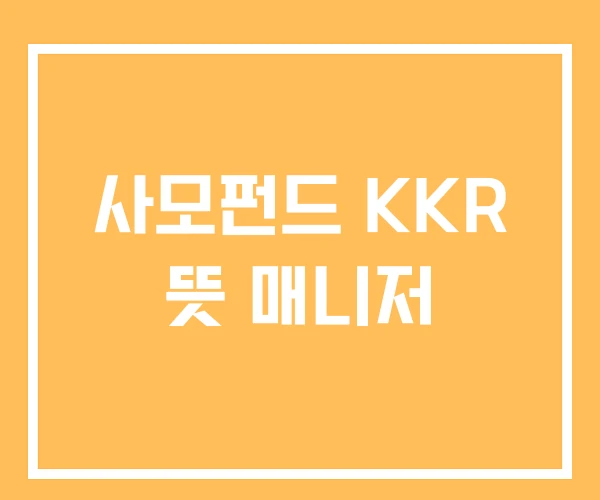 사모펀드 KKR 뜻 매니저 사모펀드 KKR 뜻 매니저