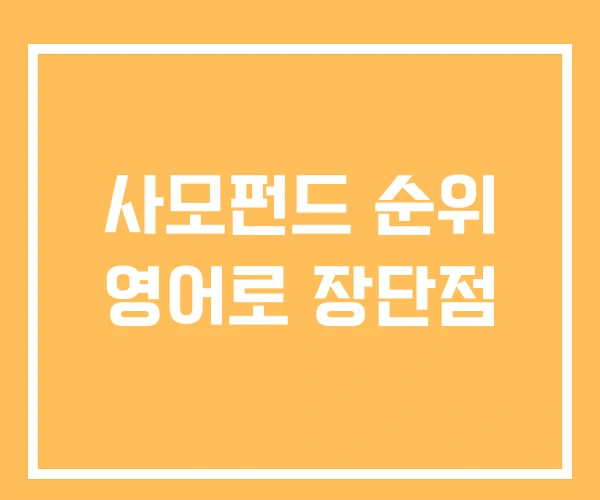 사모펀드 순위 영어로 장단점