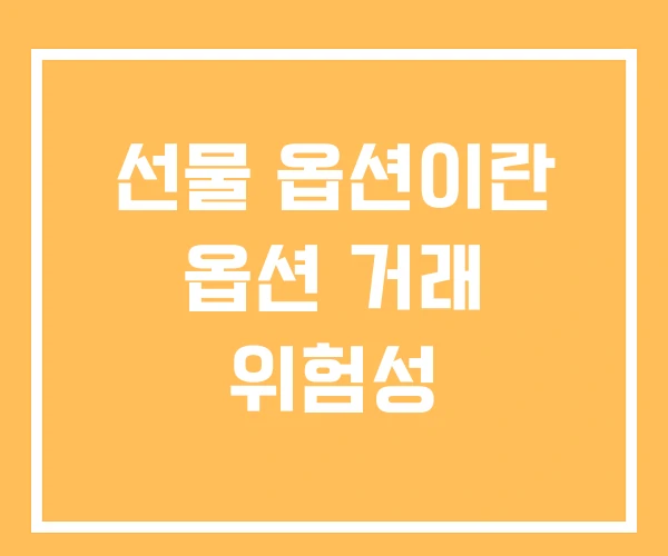 선물 옵션이란 옵션 거래 위험성 선물 옵션이란 옵션 거래 위험성