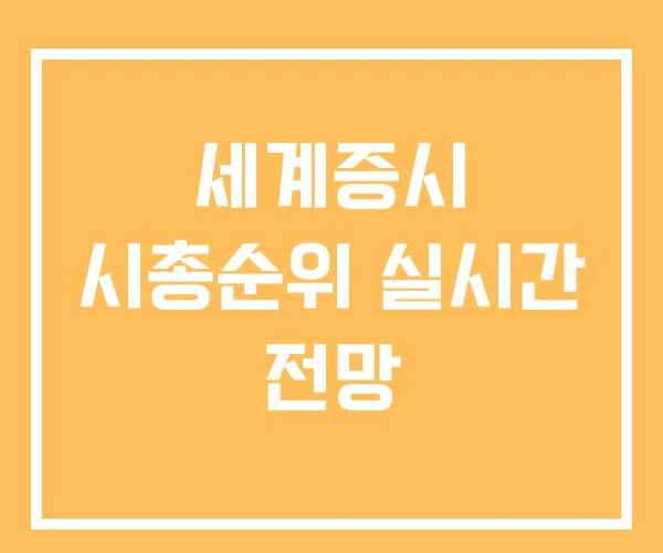 세계증시 시총순위 실시간 전망