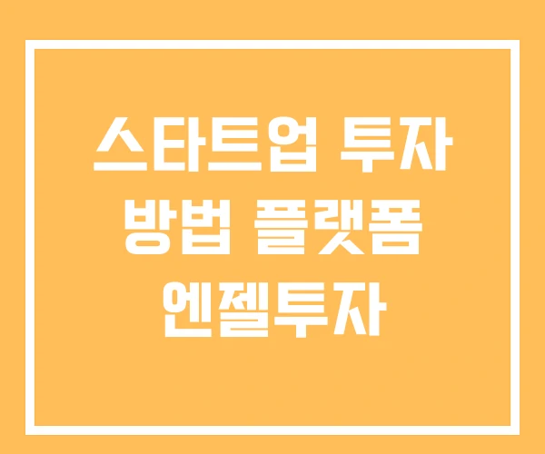 스타트업 투자 방법 플랫폼 엔젤투자