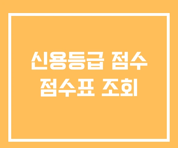 신용등급 점수 점수표 조회