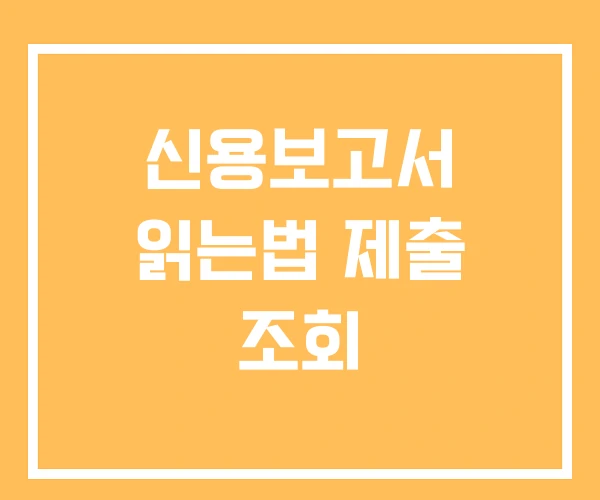 신용보고서 읽는법 제출 조회