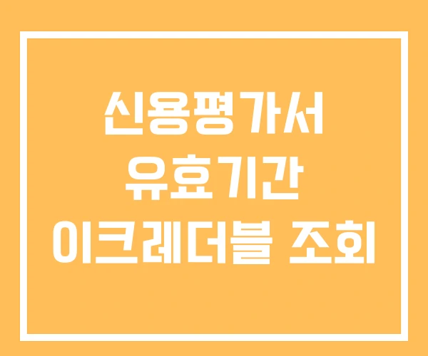 신용평가서 유효기간 이크레더블 조회