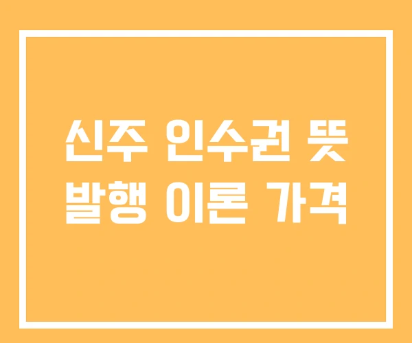 신주 인수권 뜻 발행 이론 가격