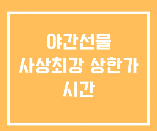 야간선물 사상최강 상한가 시간 야간선물 사상최강 상한가 시간