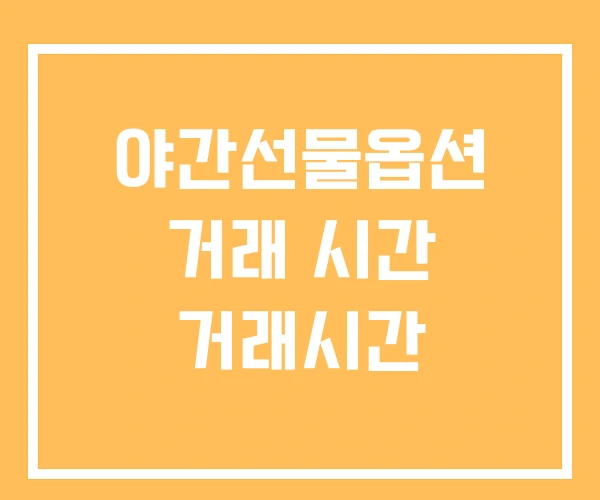 야간선물옵션 거래 시간 거래시간