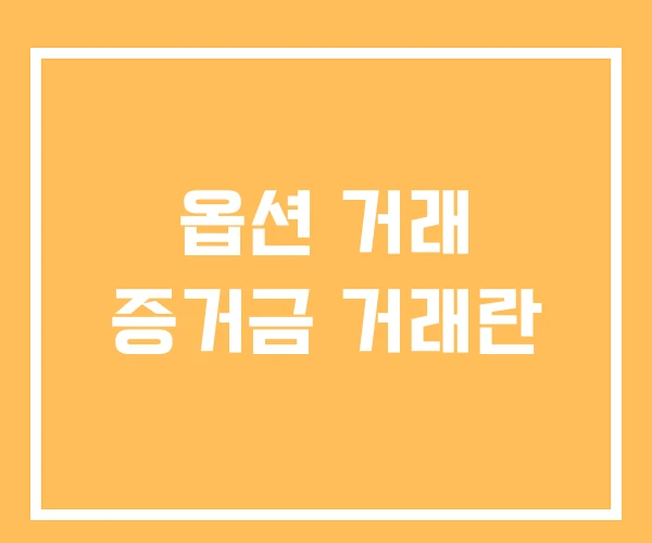 옵션 거래 증거금 거래란