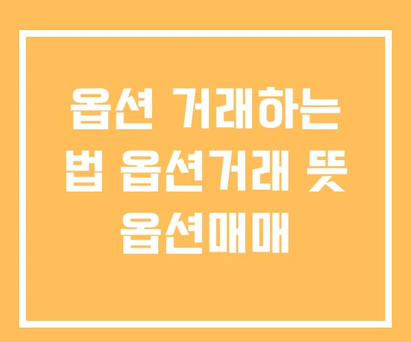 옵션 거래하는 법 옵션거래 뜻 옵션매매 옵션 거래하는 법 옵션거래 뜻 옵션매매