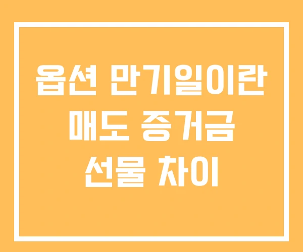 옵션 만기일이란 매도 증거금 선물 차이 옵션 만기일이란 매도 증거금 선물 차이
