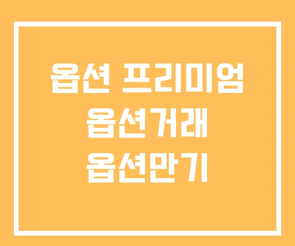 옵션 프리미엄 옵션거래 옵션만기