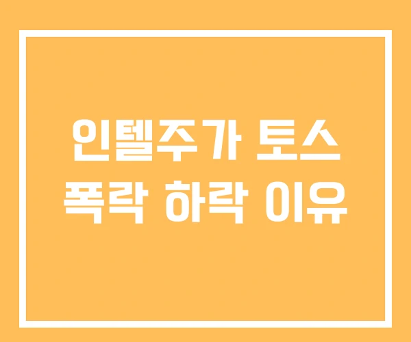 인텔주가 토스 폭락 하락 이유