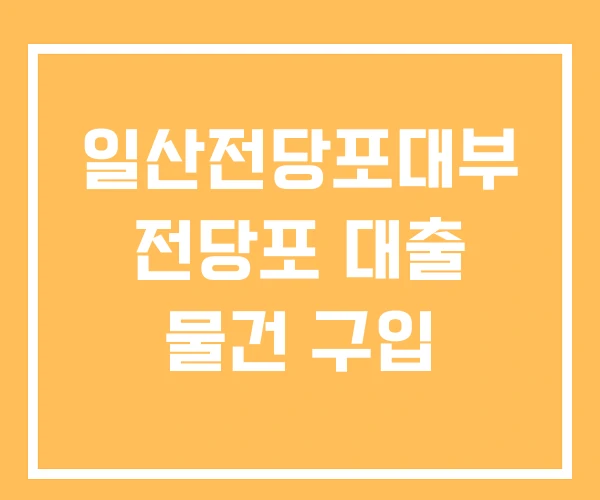 일산전당포대부 전당포 대출 물건 구입