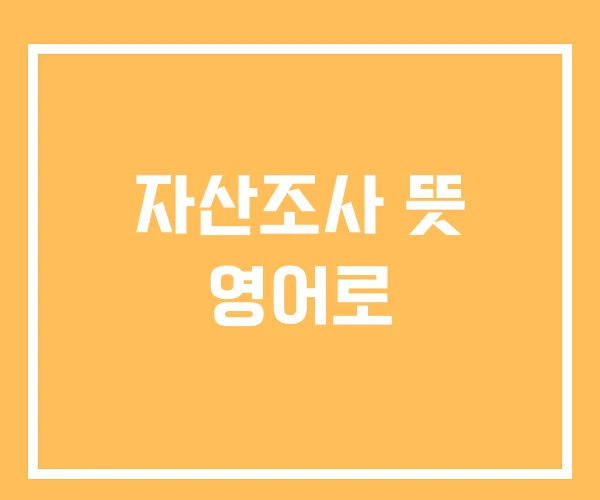 자산조사 뜻 영어로