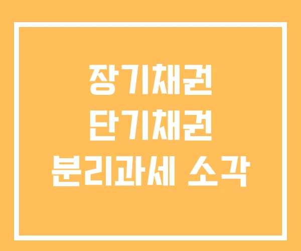장기채권 단기채권 분리과세 소각
