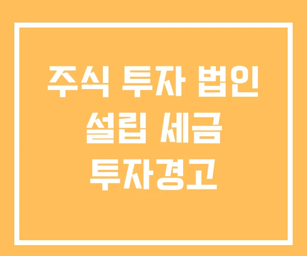 주식 투자 법인 설립 세금 투자경고