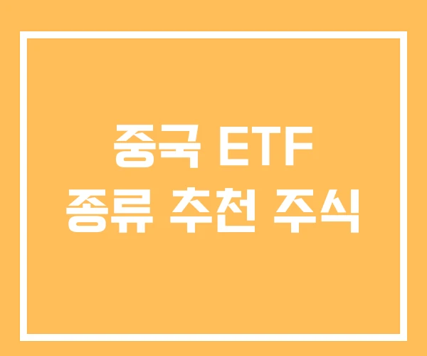 중국 ETF 종류 추천 주식