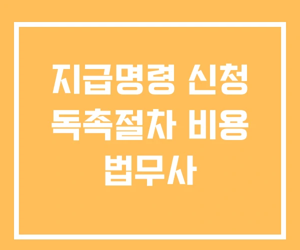 지급명령 신청 독촉절차 비용 법무사