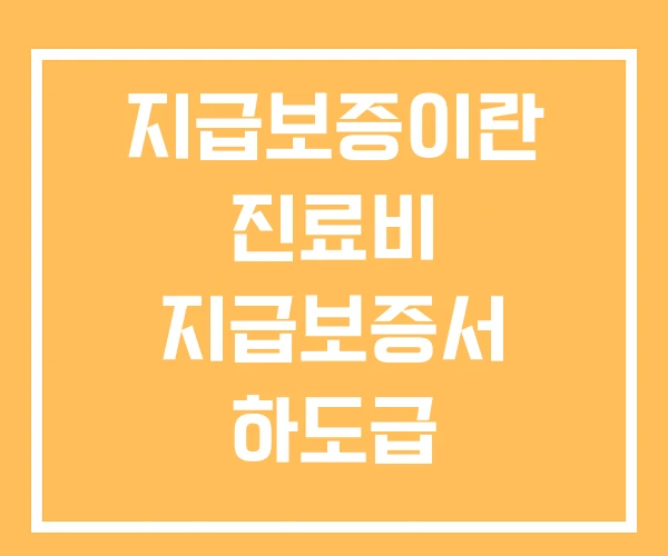 지급보증이란 진료비 지급보증서 하도급