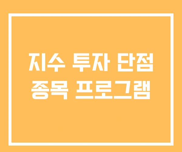 지수 투자 단점 종목 프로그램
