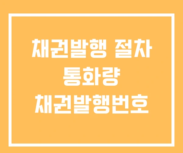 채권발행 절차 통화량 채권발행번호