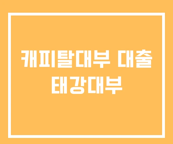 캐피탈대부 대출 태강대부