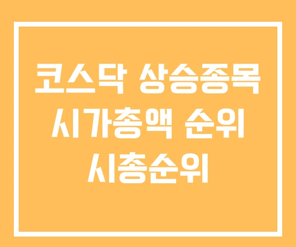코스닥 상승종목 시가총액 순위 시총순위
