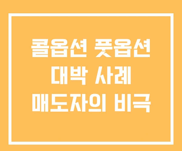 콜옵션 풋옵션 대박 사례 매도자의 비극