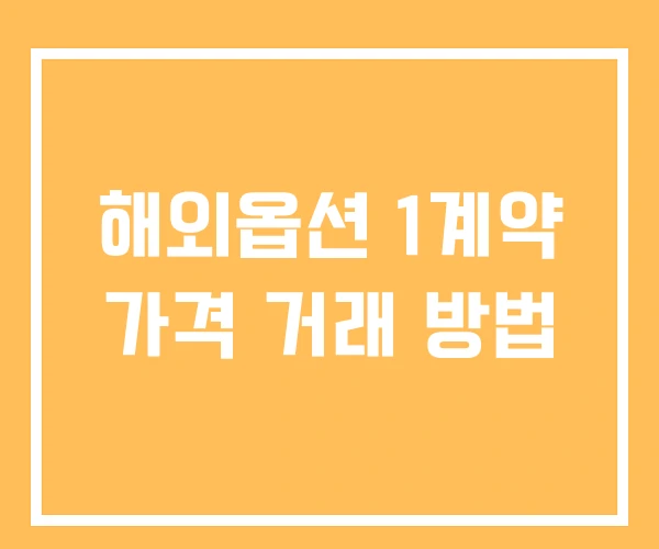 해외옵션 1계약 가격 거래 방법