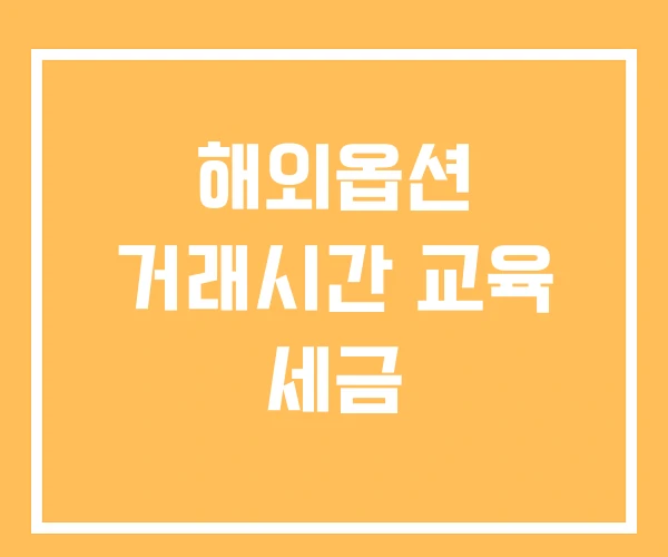 해외옵션 거래시간 교육 세금