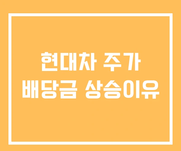 현대차 주가 배당금 상승이유