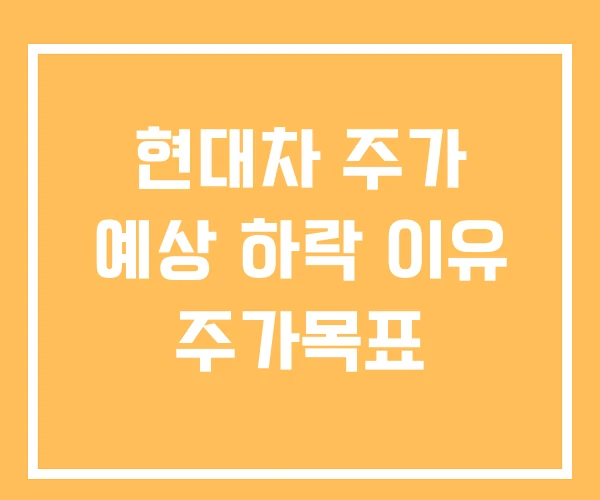 현대차 주가 예상 하락 이유 주가목표