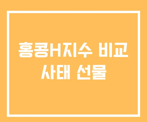 홍콩H지수 비교 사태 선물