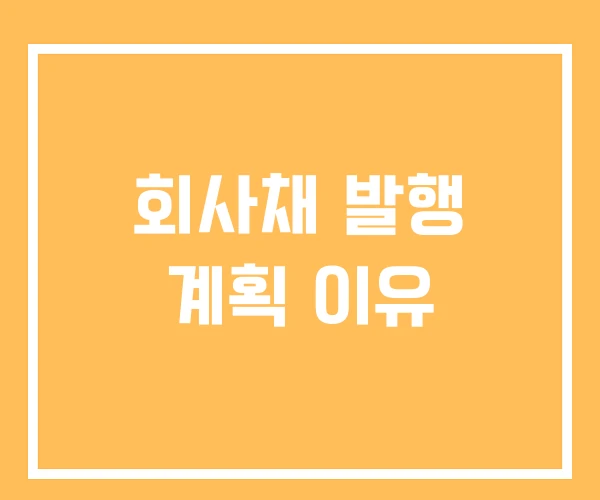 회사채 발행 계획 이유
