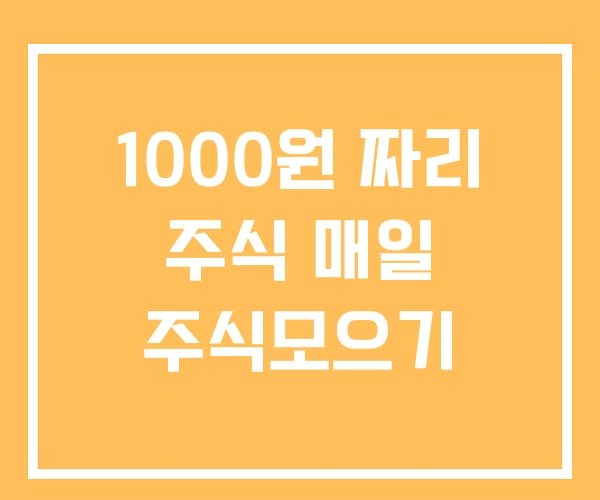 1000원 짜리 주식 매일 주식모으기 1000원 짜리 주식 매일 주식모으기