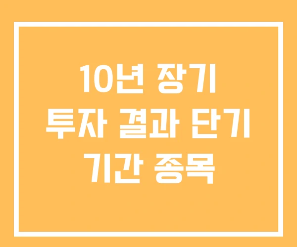 10년 장기 투자 결과 단기 기간 종목
