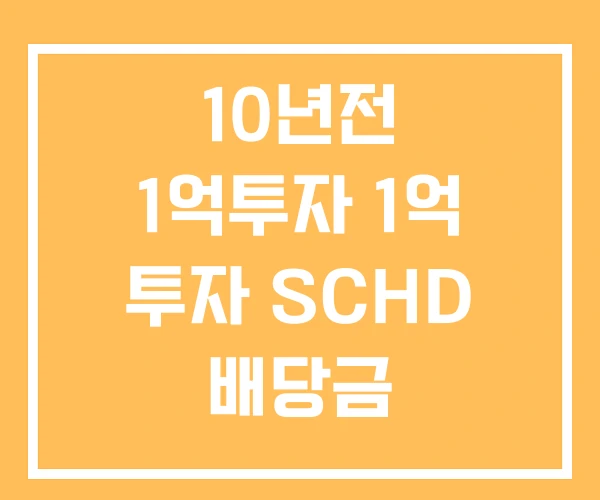 10년전 1억투자 1억 투자 SCHD 배당금