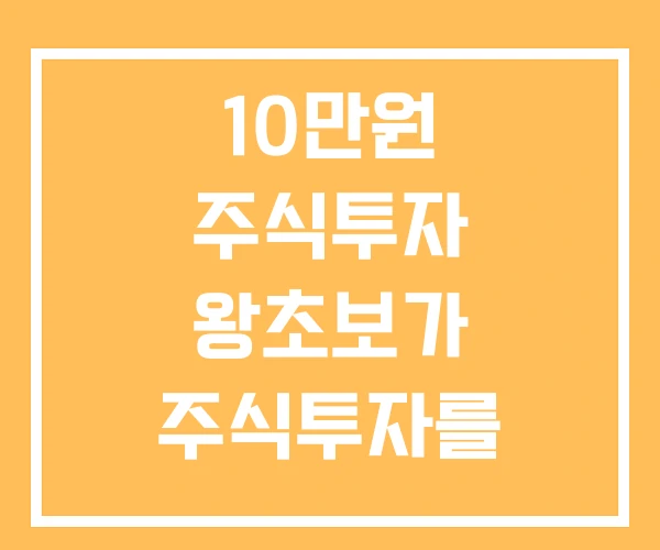 10만원 주식투자 왕초보가 주식투자를 시작하는 법 종류