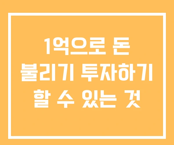 1억으로 돈 불리기 투자하기 할 수 있는 것