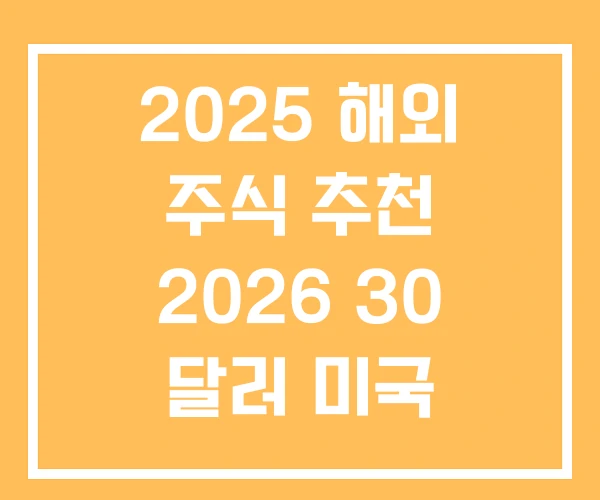 2025 해외 주식 추천 2026 30 달러 미국